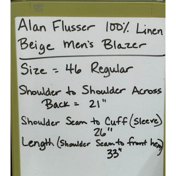 Alan Flusser 100% Linen Men's Sport Coat Jacket Beige Neutral Summer - Picture 12 of 12